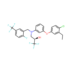 CCc1cc(Oc2cccc(N(Cc3cc(C(F)(F)F)ccc3F)C[C@@H](O)C(F)(F)F)c2)ccc1Cl ZINC000026272770