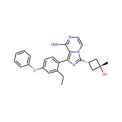 CCc1cc(Oc2ccccc2)ccc1-c1nc([C@H]2C[C@@](C)(O)C2)n2ccnc(N)c12 ZINC000261171412