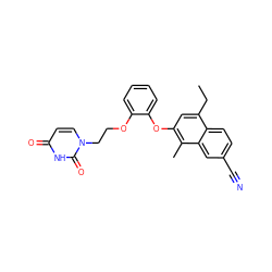 CCc1cc(Oc2ccccc2OCCn2ccc(=O)[nH]c2=O)c(C)c2cc(C#N)ccc12 ZINC001772624269