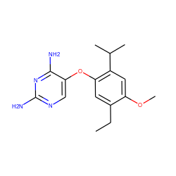 CCc1cc(Oc2cnc(N)nc2N)c(C(C)C)cc1OC ZINC000040977174