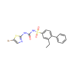 CCc1cc(S(=O)(=O)NC(=O)Nc2ncc(Br)s2)ccc1-c1ccccc1 ZINC000045350109