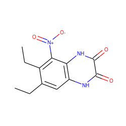 CCc1cc2[nH]c(=O)c(=O)[nH]c2c([N+](=O)[O-])c1CC ZINC000013761194