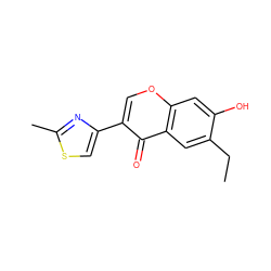 CCc1cc2c(=O)c(-c3csc(C)n3)coc2cc1O ZINC000005686758