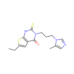 CCc1cc2c(=O)n(CCCn3cncc3C)c(=S)[nH]c2s1 ZINC000043200979