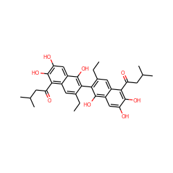 CCc1cc2c(C(=O)CC(C)C)c(O)c(O)cc2c(O)c1-c1c(CC)cc2c(C(=O)CC(C)C)c(O)c(O)cc2c1O ZINC000168925823