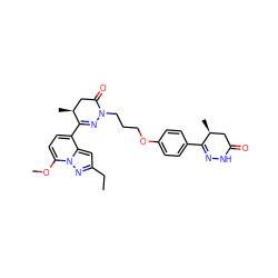 CCc1cc2c(C3=NN(CCCOc4ccc(C5=NNC(=O)C[C@@H]5C)cc4)C(=O)C[C@@H]3C)ccc(OC)n2n1 ZINC000095588368