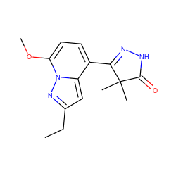 CCc1cc2c(C3=NNC(=O)C3(C)C)ccc(OC)n2n1 ZINC000043152810