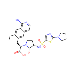 CCc1cc2c(N)nccc2cc1C[C@H](C(=O)O)N1CC[C@H](NS(=O)(=O)c2cnc(N3CCCC3)s2)C1=O ZINC000142538732