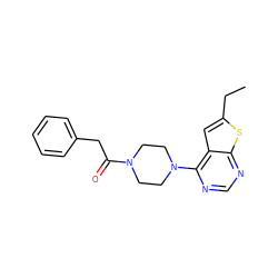 CCc1cc2c(N3CCN(C(=O)Cc4ccccc4)CC3)ncnc2s1 ZINC000003991301