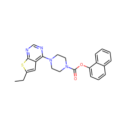 CCc1cc2c(N3CCN(C(=O)Oc4cccc5ccccc45)CC3)ncnc2s1 ZINC000045244874