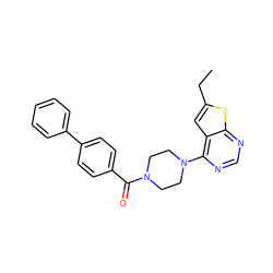 CCc1cc2c(N3CCN(C(=O)c4ccc(-c5ccccc5)cc4)CC3)ncnc2s1 ZINC000003991305