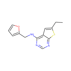 CCc1cc2c(NCc3ccco3)ncnc2s1 ZINC000000187678