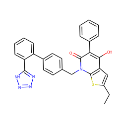 CCc1cc2c(O)c(-c3ccccc3)c(=O)n(Cc3ccc(-c4ccccc4-c4nnn[nH]4)cc3)c2s1 ZINC000028761744