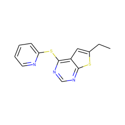 CCc1cc2c(Sc3ccccn3)ncnc2s1 ZINC000013862314