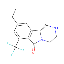 CCc1cc2c(c(C(F)(F)F)c1)C(=O)N1CCNC[C@@H]21 ZINC000034461993