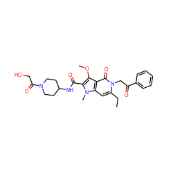 CCc1cc2c(c(OC)c(C(=O)NC3CCN(C(=O)CO)CC3)n2C)c(=O)n1CC(=O)c1ccccc1 ZINC000095563069