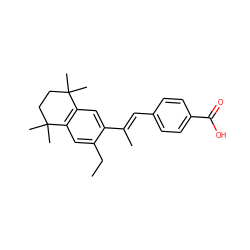 CCc1cc2c(cc1/C(C)=C/c1ccc(C(=O)O)cc1)C(C)(C)CCC2(C)C ZINC000013734373