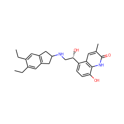 CCc1cc2c(cc1CC)CC(NC[C@H](O)c1ccc(O)c3[nH]c(=O)c(C)cc13)C2 ZINC000084742325