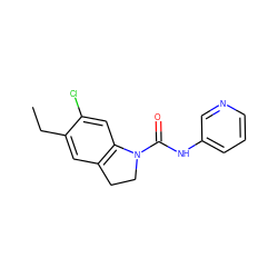 CCc1cc2c(cc1Cl)N(C(=O)Nc1cccnc1)CC2 ZINC000013779442