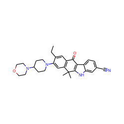 CCc1cc2c(cc1N1CCC(N3CCOCC3)CC1)C(C)(C)c1[nH]c3cc(C#N)ccc3c1C2=O ZINC000066166864