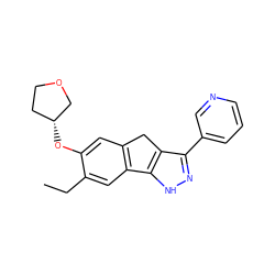 CCc1cc2c(cc1O[C@@H]1CCOC1)Cc1c(-c3cccnc3)n[nH]c1-2 ZINC000043069689