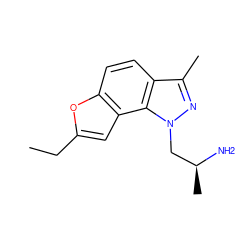 CCc1cc2c(ccc3c(C)nn(C[C@H](C)N)c32)o1 ZINC000029125317