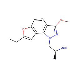 CCc1cc2c(ccc3c(OC)nn(C[C@H](C)N)c32)o1 ZINC000029125293