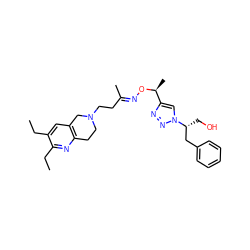 CCc1cc2c(nc1CC)CCN(CC/C(C)=N/O[C@@H](C)c1cn([C@H](CO)Cc3ccccc3)nn1)C2 ZINC000003965439