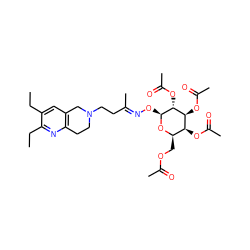 CCc1cc2c(nc1CC)CCN(CC/C(C)=N/O[C@@H]1O[C@H](COC(C)=O)[C@H](OC(C)=O)[C@H](OC(C)=O)[C@H]1OC(C)=O)C2 ZINC000008035754