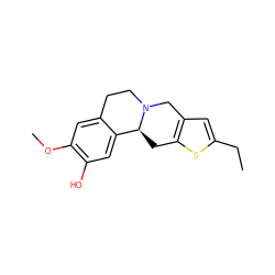 CCc1cc2c(s1)C[C@H]1c3cc(O)c(OC)cc3CCN1C2 ZINC000210432186