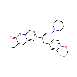 CCc1cc2cc([C@@H](CCN3CCCCC3)Cc3ccc4c(c3)OCCO4)ccc2[nH]c1=O ZINC000053313714