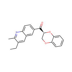 CCc1cc2cc(C(=O)[C@@H]3COc4ccccc4O3)ccc2nc1C ZINC000013613066