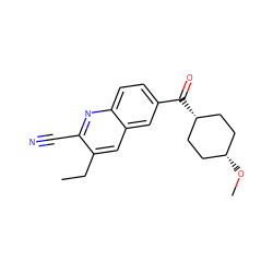 CCc1cc2cc(C(=O)[C@H]3CC[C@@H](OC)CC3)ccc2nc1C#N ZINC000253659012