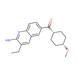 CCc1cc2cc(C(=O)[C@H]3CC[C@@H](OC)CC3)ccc2nc1N ZINC000253660875