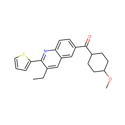 CCc1cc2cc(C(=O)C3CCC(OC)CC3)ccc2nc1-c1cccs1 ZINC000013613058