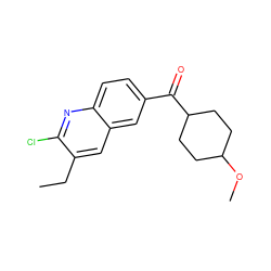 CCc1cc2cc(C(=O)C3CCC(OC)CC3)ccc2nc1Cl ZINC000013613027