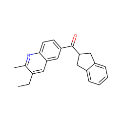 CCc1cc2cc(C(=O)C3Cc4ccccc4C3)ccc2nc1C ZINC000013613102