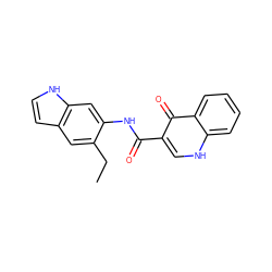 CCc1cc2cc[nH]c2cc1NC(=O)c1c[nH]c2ccccc2c1=O ZINC000113738023