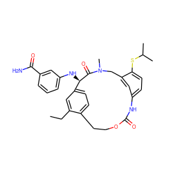 CCc1cc2ccc1CCOC(=O)Nc1ccc(SC(C)C)c(c1)CN(C)C(=O)[C@@H]2Nc1cccc(C(N)=O)c1 ZINC000043169709