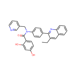 CCc1cc2ccccc2nc1-c1ccc(N(Cc2cccnc2)C(=O)c2ccc(O)cc2O)cc1 ZINC000653676833