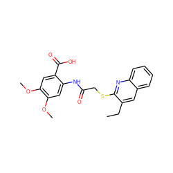 CCc1cc2ccccc2nc1SCC(=O)Nc1cc(OC)c(OC)cc1C(=O)O ZINC000008685775