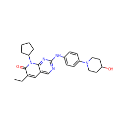 CCc1cc2cnc(Nc3ccc(N4CCC(O)CC4)cc3)nc2n(C2CCCC2)c1=O ZINC001772598149