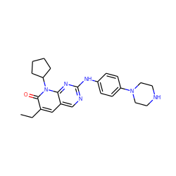 CCc1cc2cnc(Nc3ccc(N4CCNCC4)cc3)nc2n(C2CCCC2)c1=O ZINC001772578680