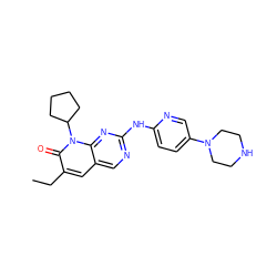 CCc1cc2cnc(Nc3ccc(N4CCNCC4)cn3)nc2n(C2CCCC2)c1=O ZINC000013641596