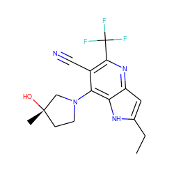 CCc1cc2nc(C(F)(F)F)c(C#N)c(N3CC[C@](C)(O)C3)c2[nH]1 ZINC001772627892