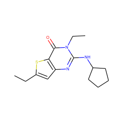 CCc1cc2nc(NC3CCCC3)n(CC)c(=O)c2s1 ZINC000299832001