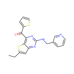 CCc1cc2nc(NCc3cccnc3)nc(C(=O)c3cccs3)c2s1 ZINC000059182388