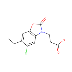 CCc1cc2oc(=O)n(CCC(=O)O)c2cc1Cl ZINC001772629114