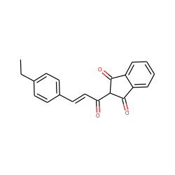 CCc1ccc(/C=C/C(=O)C2C(=O)c3ccccc3C2=O)cc1 ZINC000100250755