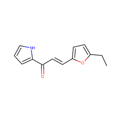 CCc1ccc(/C=C/C(=O)c2ccc[nH]2)o1 ZINC001772630707